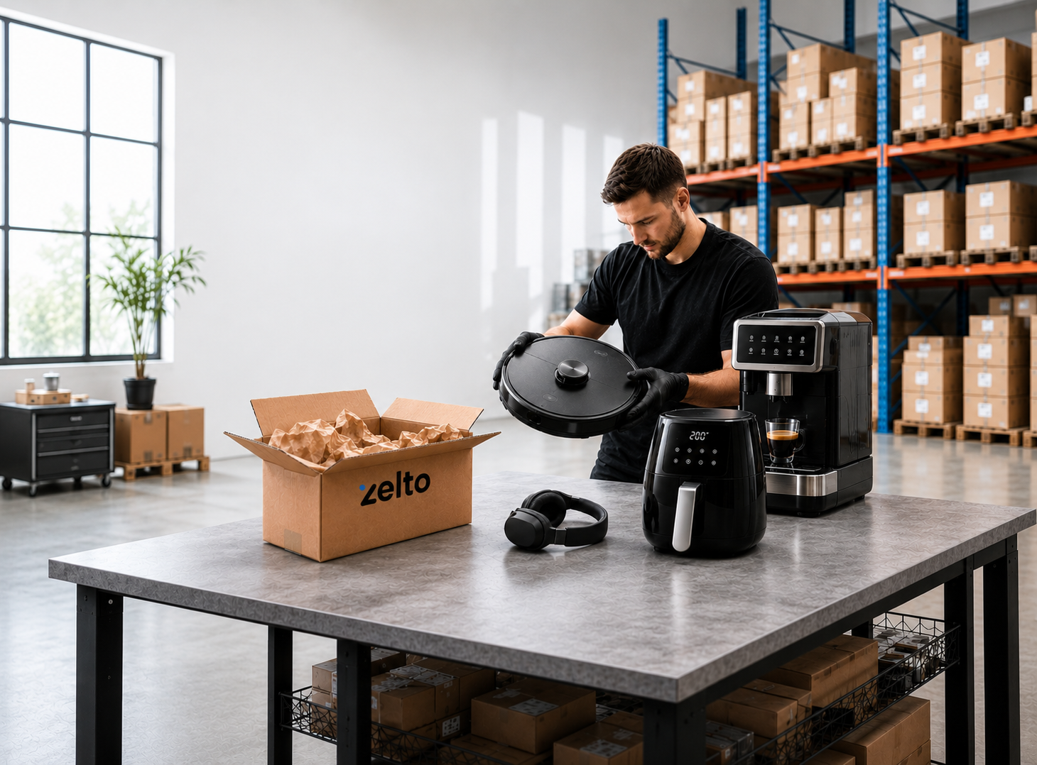 Air fryer, grill, headphones, and other returned products with damaged packaging
